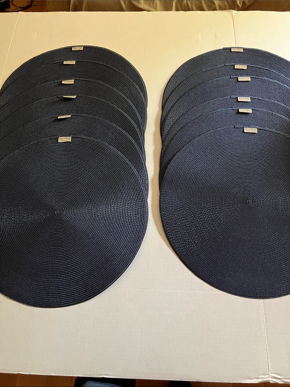 Deborah Rhodes-- Set of (12) Braided Round Navy Blue Place Mats NWT
